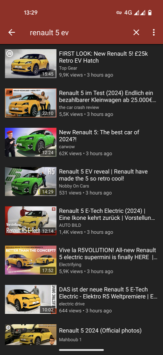 Renault R 5 EV videos all posted 3 hours ago