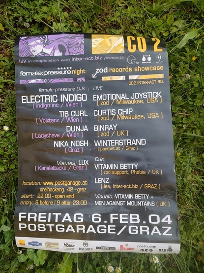Plakat zum CO2, Postgarage Graz, 6.2.2004