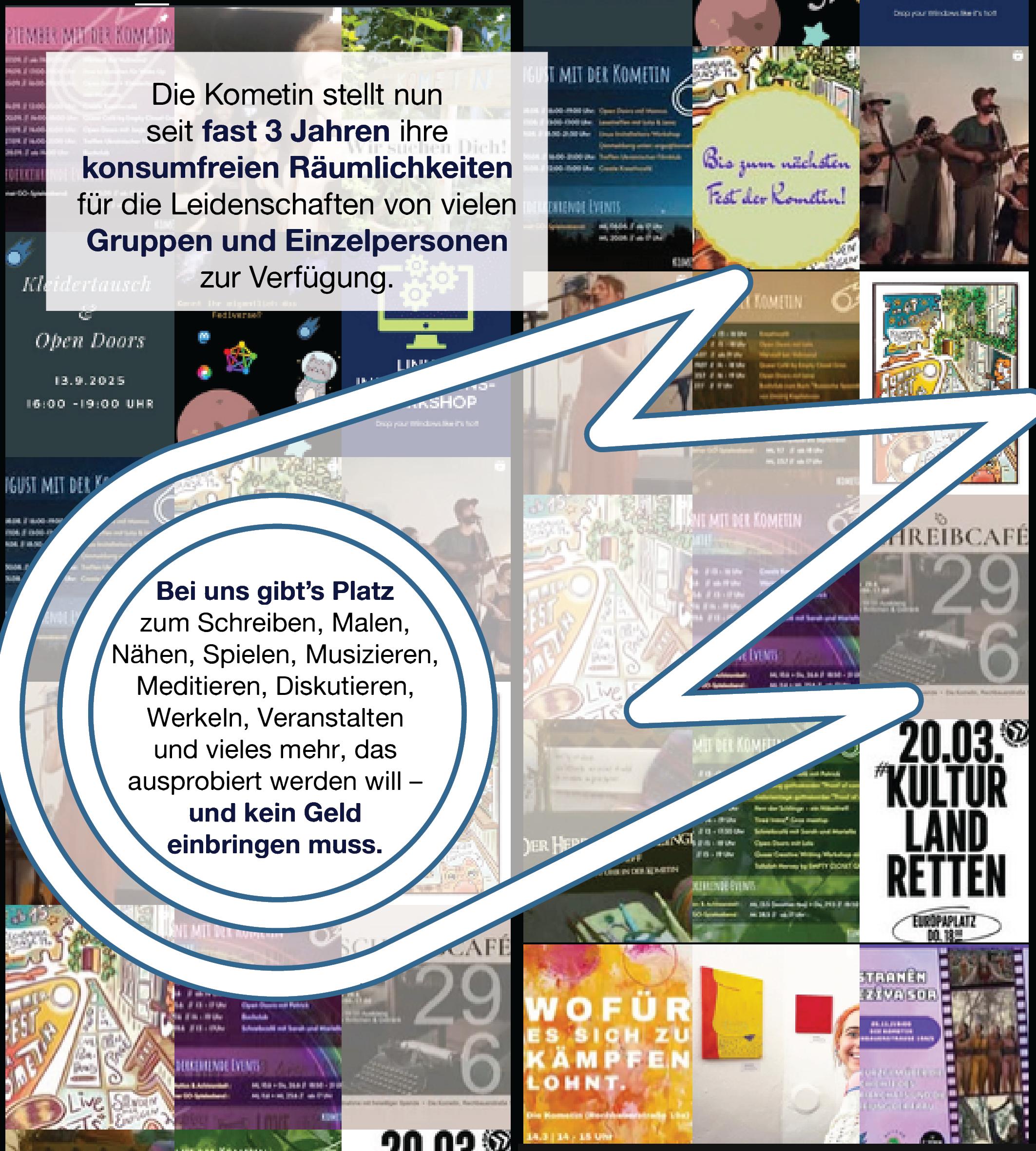 Die Kometin stellt sich vor: Es gibt Platz zum Schreiben, Malen, Nähen, Spielen...