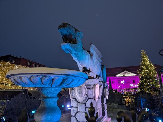 Nightly light up town's mark the Lindwurm with xmas market around it