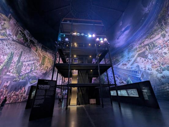 Visitor tower making light effect projections