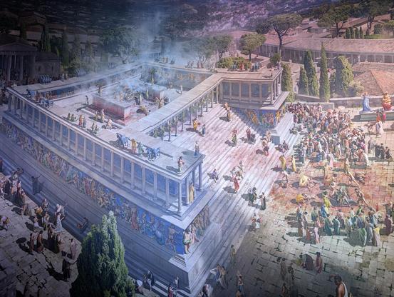 The Pergamon temple within the panorama